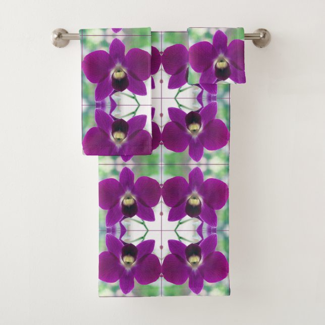 Purple Orchid Bath Towel Set (Insitu)