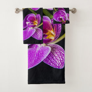 Purple orchid bath towel set
