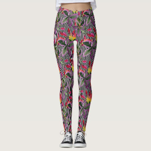 Purple Orchid Black/White Watercolor Leggings