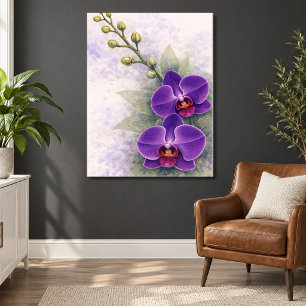 Purple Orchid Duo Flower Botanical Poster