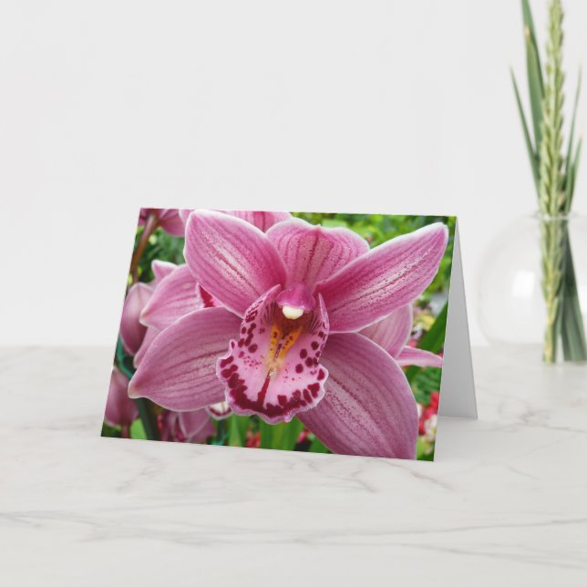 Purple Orchid Elegant Floral Card (Front)