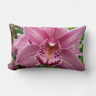 Purple Orchid Elegant Floral Lumbar Cushion