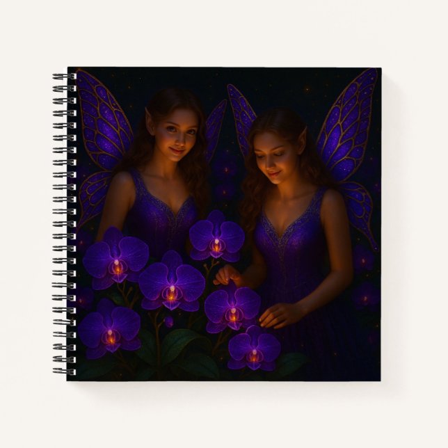 Purple Orchid Fairy Luxury Elegant Fantasy Notebook (Front)