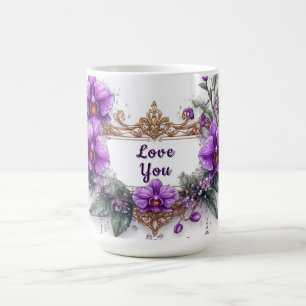 Purple Orchid Floral Frame Coffee Mug