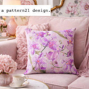 purple orchid floral pattern cushion