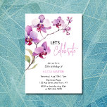 Purple Orchid Flower Blossom 50th Birthday Invitation<br><div class="desc">Elegant watercolor purple orchid branch in a white backdrop birthday invitation.  
Easy customisation for name,  age,  and event details to suit your needs.</div>