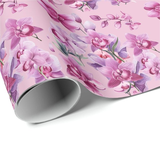 Purple Orchid flower watercolor Wrapping Paper (Roll Corner)