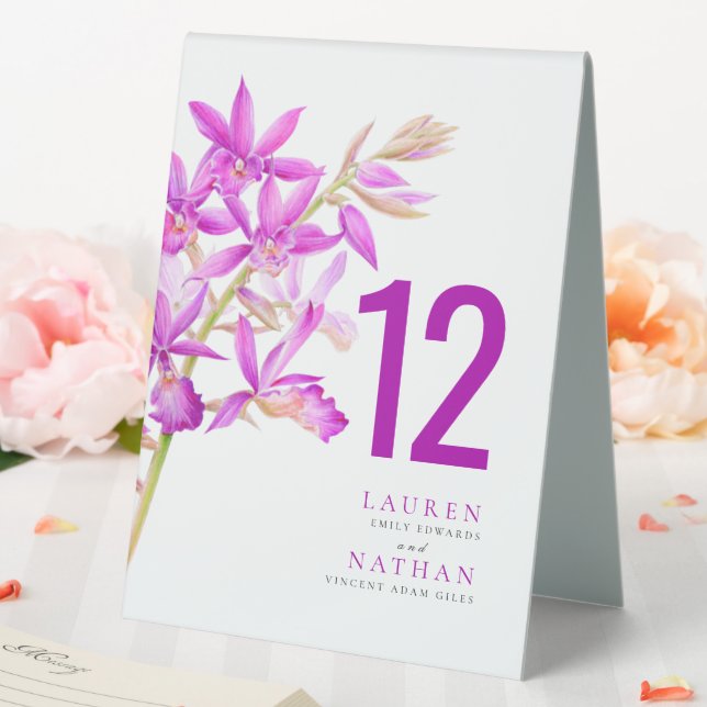 Purple orchid flower wedding table number (In SItu (Wedding))