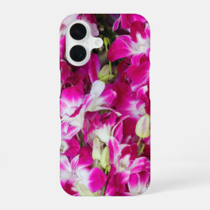 Purple orchid flowers background iPhone 16 case