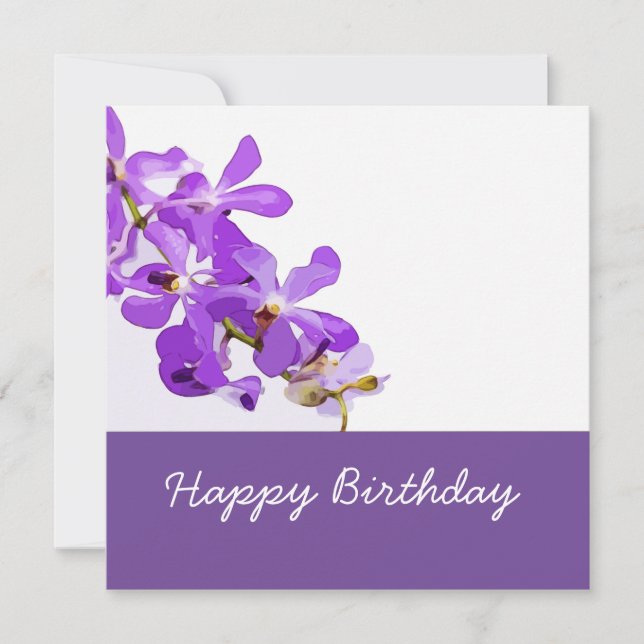 Purple orchid flowers on Birthday Card (Front)