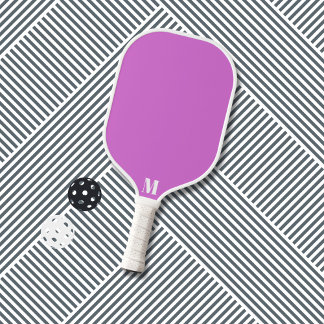 Purple Orchid Funk and White Modern Monogram Pickleball Paddle