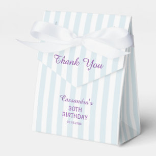 Purple Orchid Green Stripes Floral 30th Birthday Favour Box