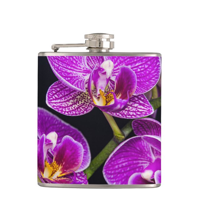 Purple orchid hip flask (Front)