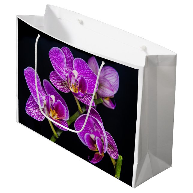 Purple orchid large gift bag (Front Angled)