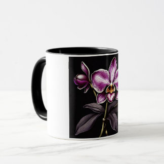"Purple Orchid Mug - Floral Elegance Cup"