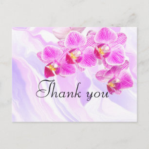 Purple orchid on marble colour thank you  postcard