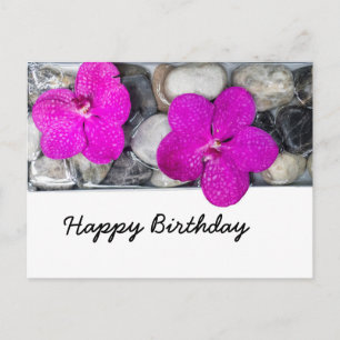 Purple orchid on the rock happy birthday Card