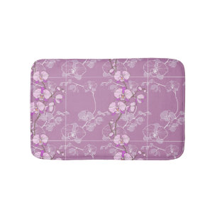 Purple Orchid Pattern Bath Mat