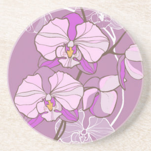 Purple Orchid Pattern Coaster