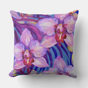 Purple orchid pattern cushion