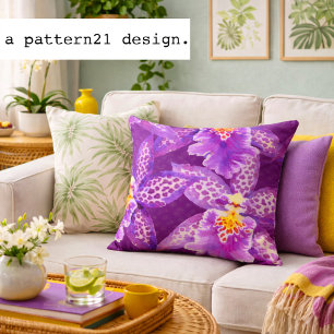 Purple orchid pattern cushion