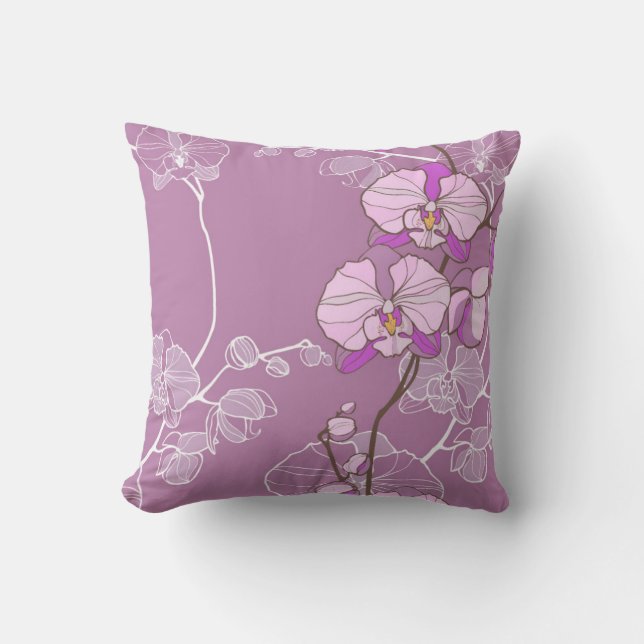 Purple Orchid Pattern Cushion (Front)