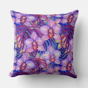 Purple orchid pattern cushion