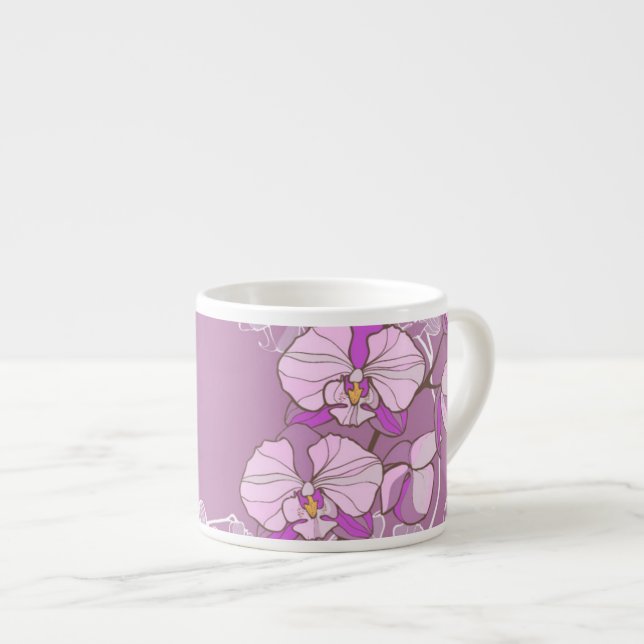 Purple Orchid Pattern Espresso Cup (Front Right)