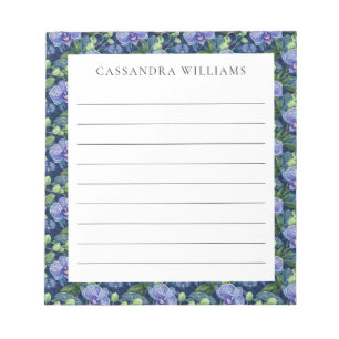 Purple Orchid Pattern Personalised Name Lined Notepad