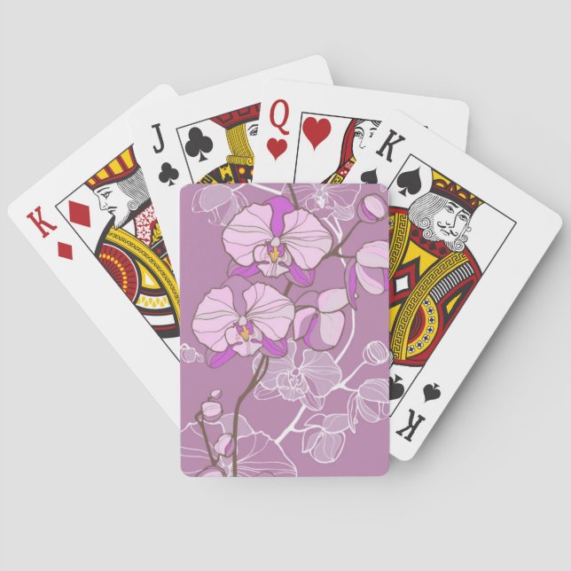 Purple Orchid Pattern Playing Cards (Back)