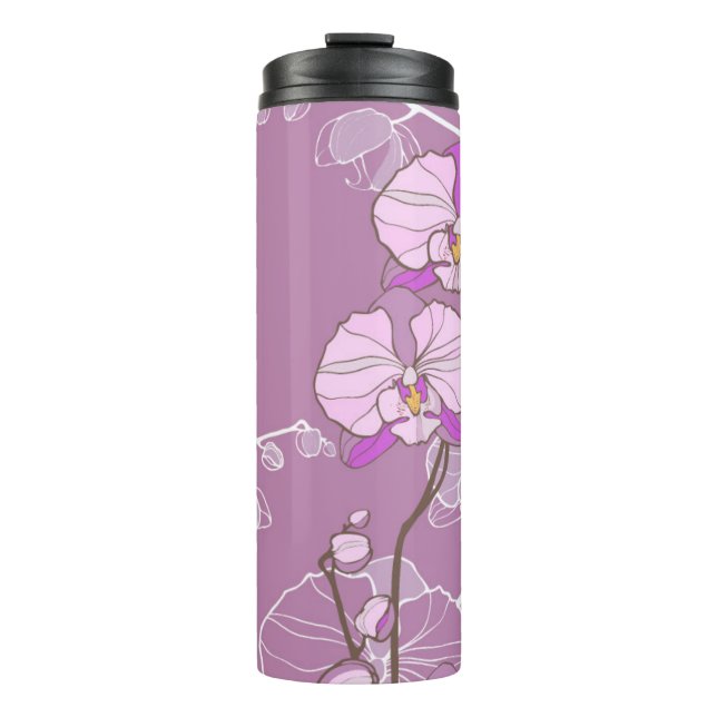 Purple Orchid Pattern Thermal Tumbler (Front)