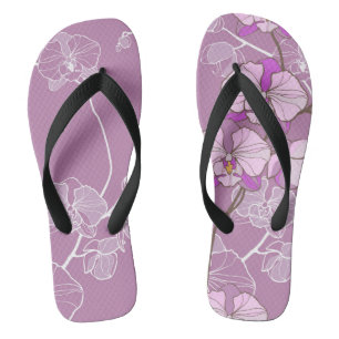 Purple Orchid Pattern Thongs