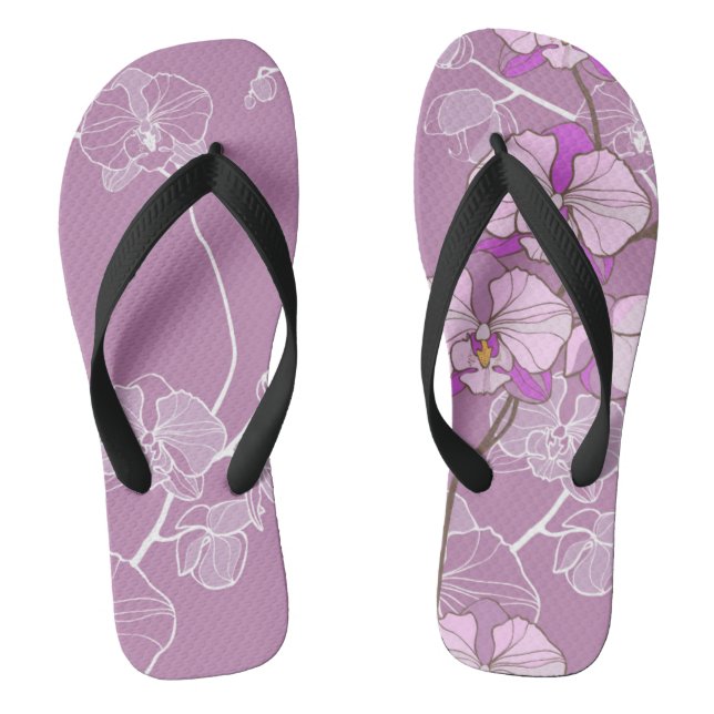 Purple Orchid Pattern Thongs (Footbed)