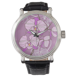 Purple Orchid Pattern Watch