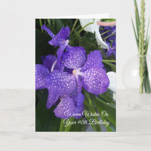 Purple Orchid Personalised 90th Birthday Card