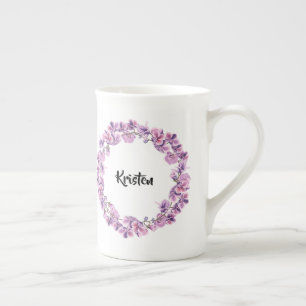 Purple Orchid personalised teacup Bone China Mug