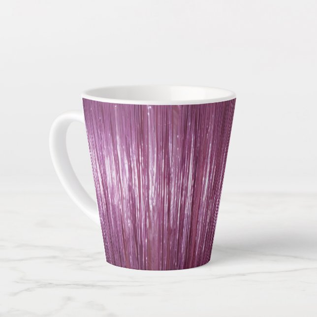 Purple Orchid Pink Tinsel Stripes Latte Mug (Left Angle)