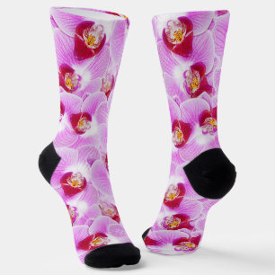 Purple Orchid Random Pattern Floral Photography  Socks