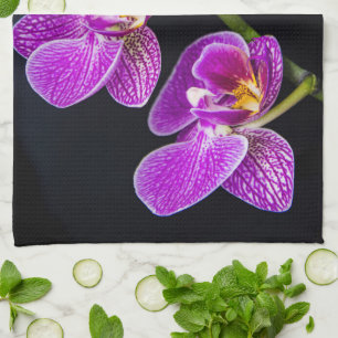 Purple orchid tea towel
