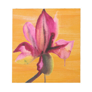 Purple Orchid watercolour orange pop art flower Notepad