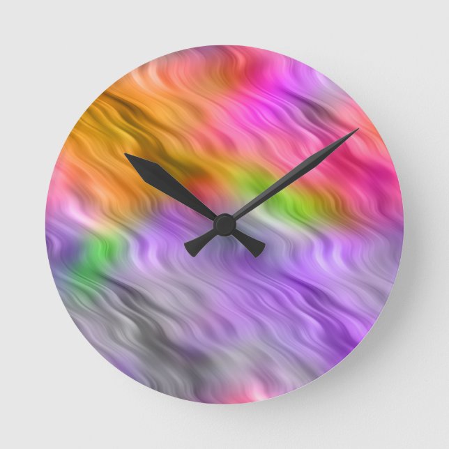 Purple Orchid Wavy Texture Round Clock (Front)