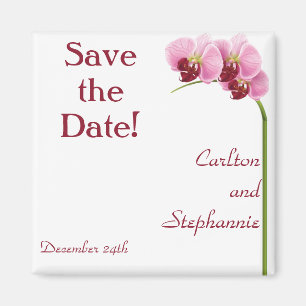 Purple Orchid Wedding Magnet Favour