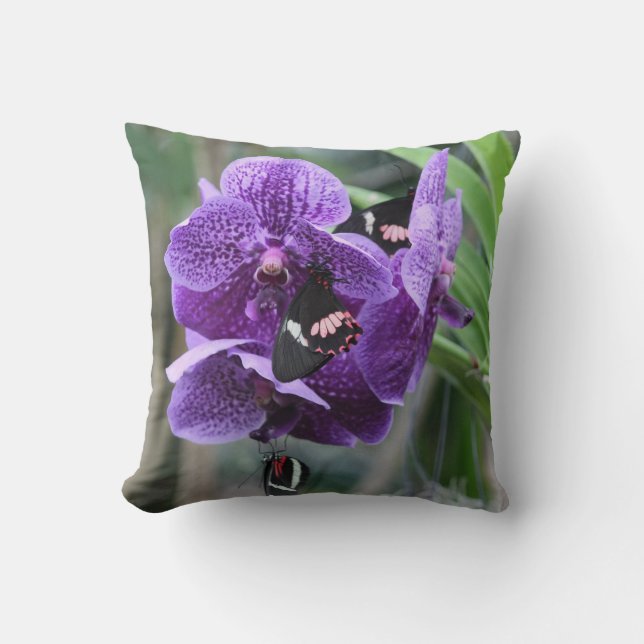 Purple Orchid(with Butterflies) Pillow (Front)