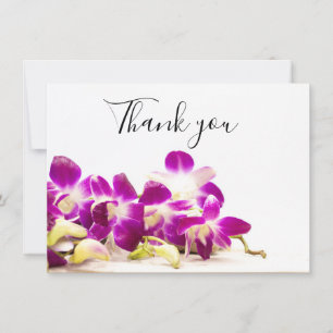 Purple orchid with stone on white background  spa  thank you card