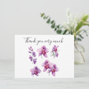 Purple orchid with stone on white background  thank you card