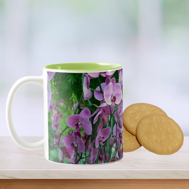 Purple Orchids and Lovely Vines Photography Two-Tone Coffee Mug (Creator Uploaded)