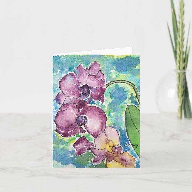 Purple Orchids Art Greeting Card (Front)