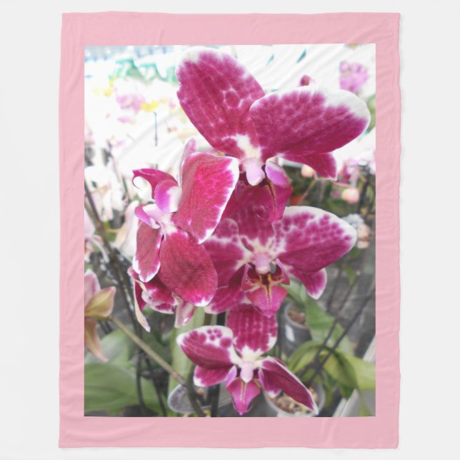 Purple Orchids Fleece Blanket (Front)
