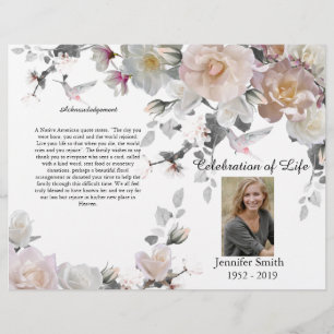 Purple Orchids Hummingbird Funeral Program Flyer