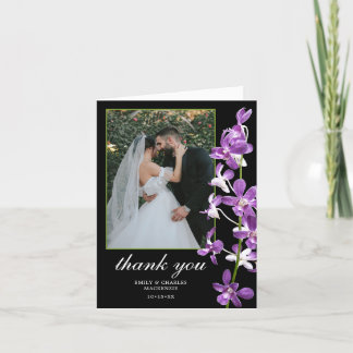 Purple Orchids, Modern Elegant Wedding Thank You C Card